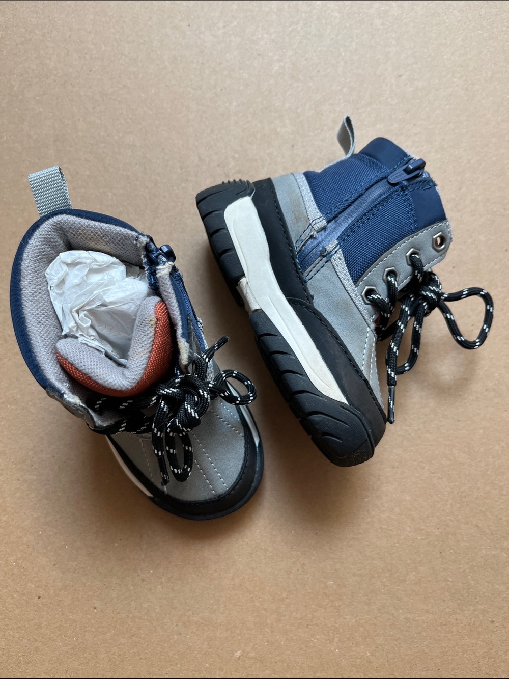 Zara Kids Toddler Tech Hiking Snow Boots Side Zip Lace Up Sz EU 20 US 5T 12.5 cm